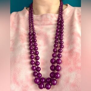 Vintage Y2K Purple Beaded Double-Strand Necklace